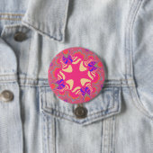 Roze Bubblegum Cross Ronde Button 7,6 Cm (In situ)
