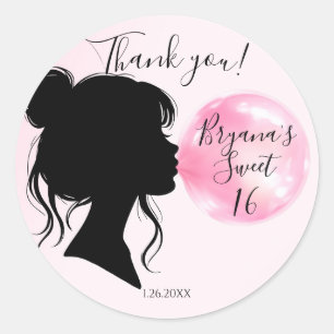 Roze Bubblegum Droom Snoep Sweet 16 Feest   Ronde Sticker