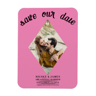 Roze Bubblegum Foto Bruiloft Save the Date Magneet