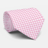 Roze Bubblegum Gingham Stropdas (Opgerold)