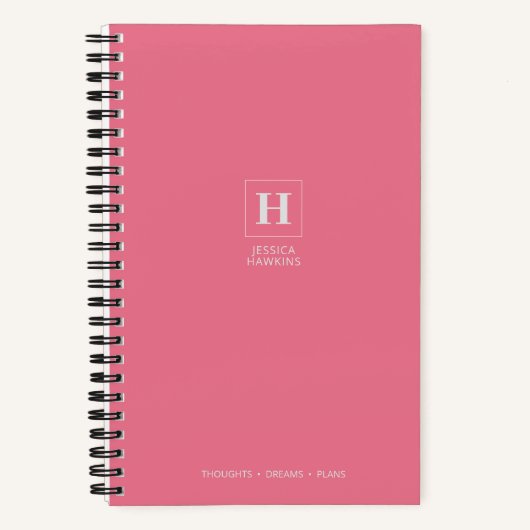 Roze Bubblegum Klassiek Monogram Notitieboek (Voorkant)
