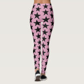 Roze Bubblegum Met Zwarte Sterren Leggings (Achterkant)