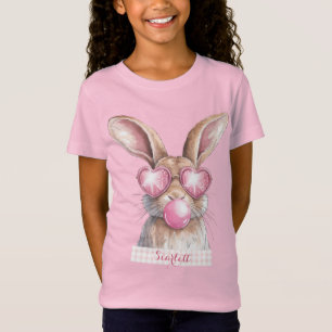 Roze Bubblegum Paashaas gepersonaliseerd T-shirt
