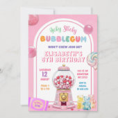 Roze Bubblegum Snoep Verjaardagsmeisje Kaart (Voorkant)