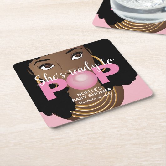 Roze Bubblegum | Ze is klaar om te Poppen Kartonnen Onderzetters (Schuin)