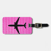 Roze bubblegumstructuur met vliegtuig bagagelabel (Voorkant horizontaal)