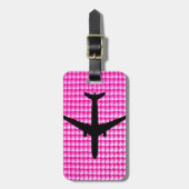 Roze bubblegumstructuur met vliegtuig bagagelabel (Voorkant verticaal)