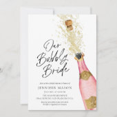 Roze Bubbly Champagne Vrijgezellenfeest Kaart (Voorkant)