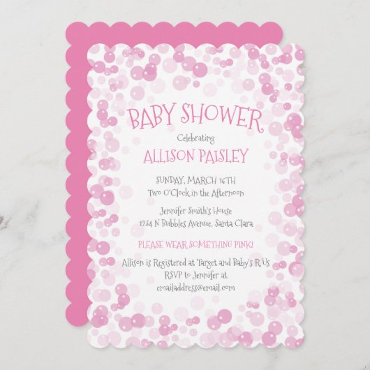Roze bubels Baby shower Kaart (Voorkant / Achterkant)