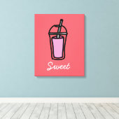 Roze bubelthee van melk canvas afdruk (Insitu (Houten vloer))