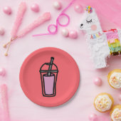 Roze bubelthee van melk papieren bordje (Feest)