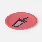 Roze bubelthee van melk papieren bordje (Gekanteld)