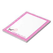 Roze bublegumkat met bericht over de geometrische notitieblok (Linkerzijde)