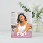 Roze budget afstuderen foto moderne uitnodiging (Staand voorkant)