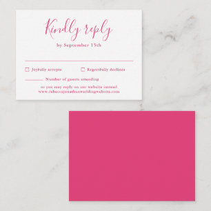 Roze Budget Minimale Bruiloft RSVP Kaart