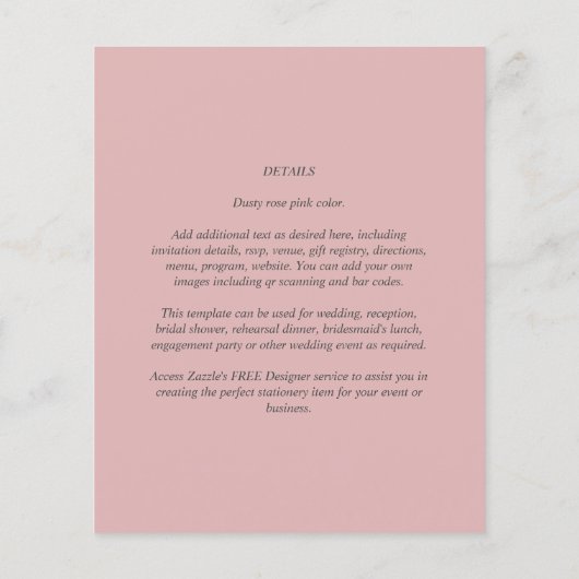 ROZE BUDGET Modern Elegant Classic Wedding Flyer (Achterkant)
