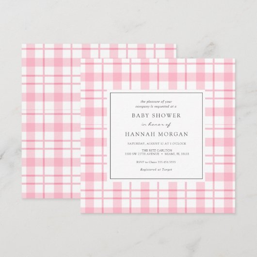 Roze Buffalo Baby shower Kaart (Voorkant / Achterkant)