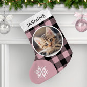 Roze Buffalo Geplaagd Custom Pet Kat Foto Kleine Kerstsok