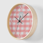 Roze Buffalo geplakt monogram klok (Hoek)