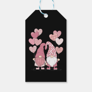 Roze Buffalo geruite hart kabouters Valentijnsdag Cadeaulabel