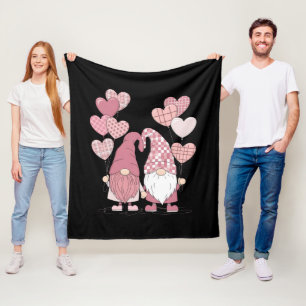 Roze Buffalo geruite hart kabouters Valentijnsdag Fleece Deken