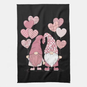 Roze Buffalo geruite hart kabouters Valentijnsdag Theedoek