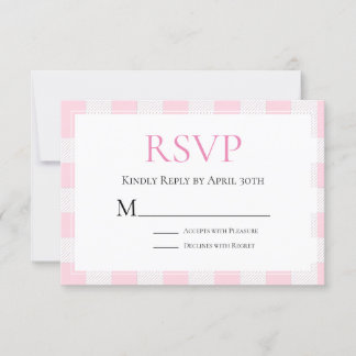Roze Buffalo geruite huwelijks RSVP Kaartje