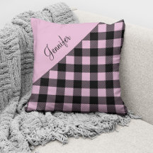 Roze Buffalo Plaid Check Patroon Aangepaste Naam