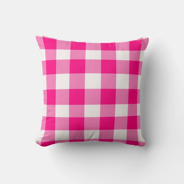Roze Buffalo Plaid  Kussen (Voorkant)
