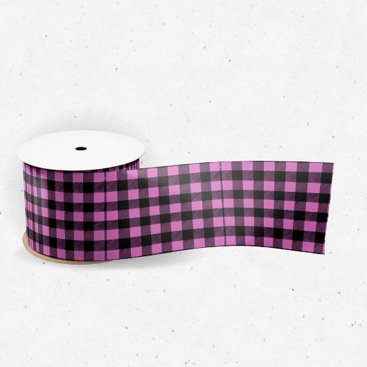 Roze Buffalo Print Plaid Satijnen Lint