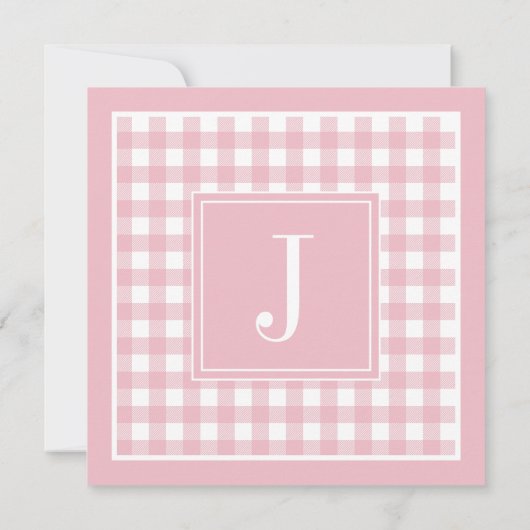 Roze Buffalo speelde Monogram Verjaardagsfeest Kaart (Achterkant)