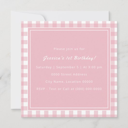 Roze Buffalo speelde Monogram Verjaardagsfeest Kaart (Voorkant)