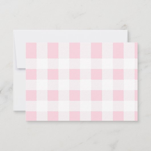 Roze Buffel Check Bruiloft RSVP (Achterkant)