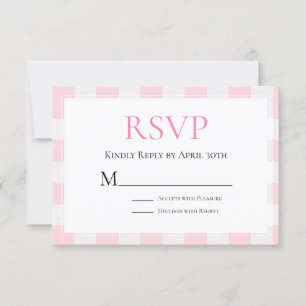 Roze Buffel Check Bruiloft RSVP