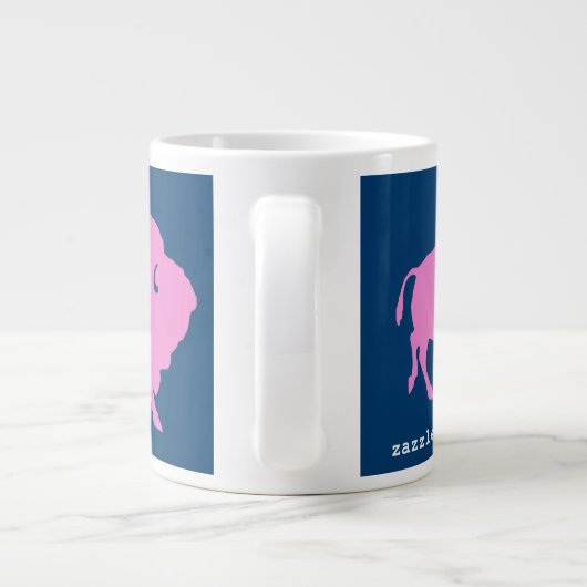 Roze buffel-logo met winkelspoel grote koffiekop (Achterkant)