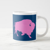 Roze buffel-logo met winkelspoel grote koffiekop (Rechts)