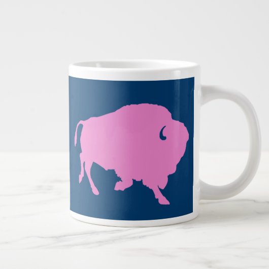 Roze buffel-logo met winkelspoel grote koffiekop (Rechts)