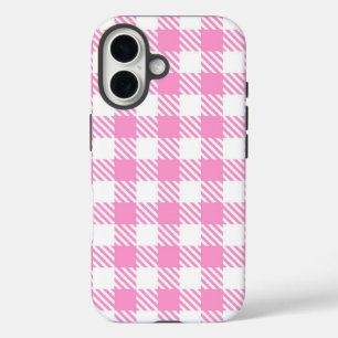 Roze Buffel Plaid Patroon iPhone 16 Hoesje