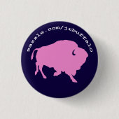 roze buffel ronde pin button 3,2 cm (Voorkant)
