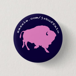 roze buffel ronde pin button 3,2 cm