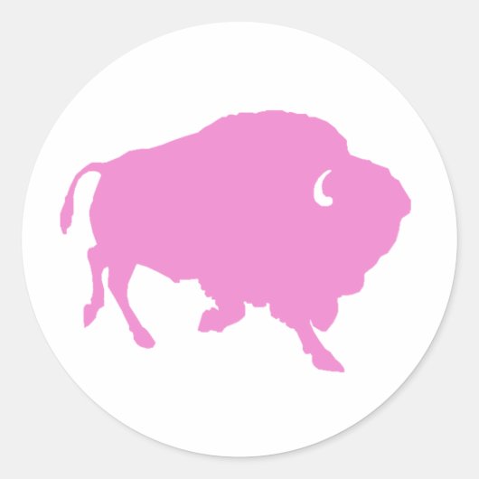roze buffel ronde sticker (Voorkant)