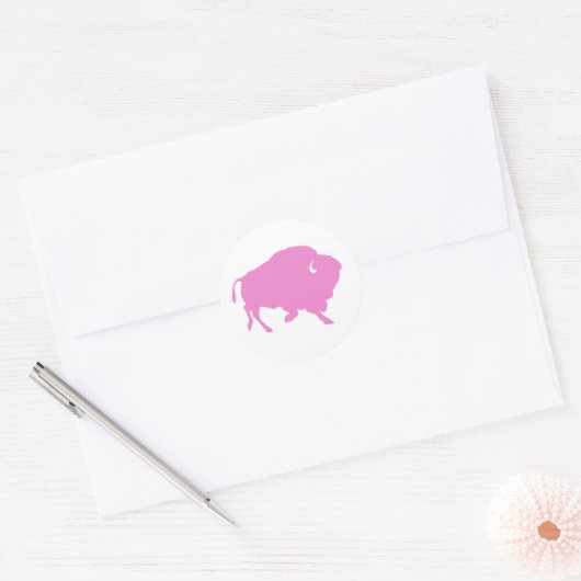 roze buffel ronde sticker (Envelop)