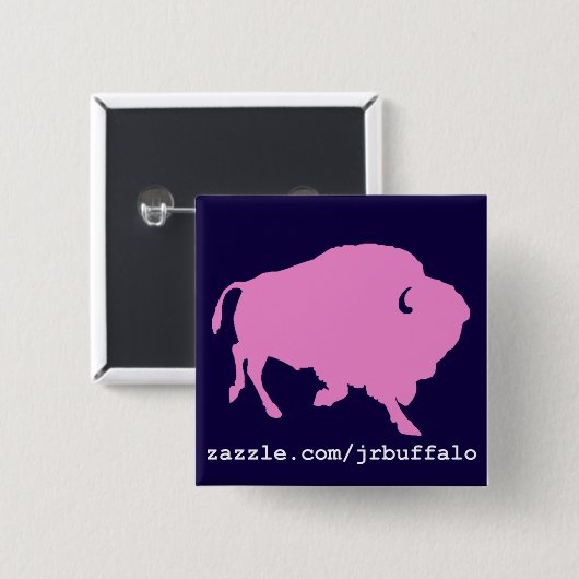 roze buffels vierkante button 5,1 cm (Voorkant /achterkant)