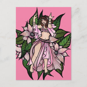 Roze buikdanseres shimmy briefkaart