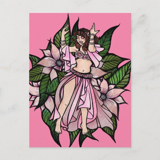 Roze buikdanseres shimmy briefkaart (Voorkant)