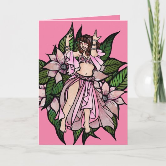 Roze buikdanseres shimmy kaart (Voorkant)