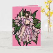 Roze buikdanseres shimmy kaart (Gele Bloem)