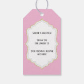 Roze buisdiamantsparren voor de vrouwelijke ruggen cadeaulabel (Achterkant)