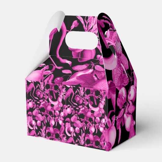 Roze buisjes en vlamingos patroon bedankdoosjes (Achterkant)