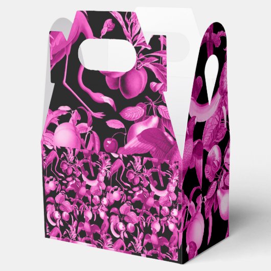 Roze buisjes en vlamingos patroon bedankdoosjes (Geopend)